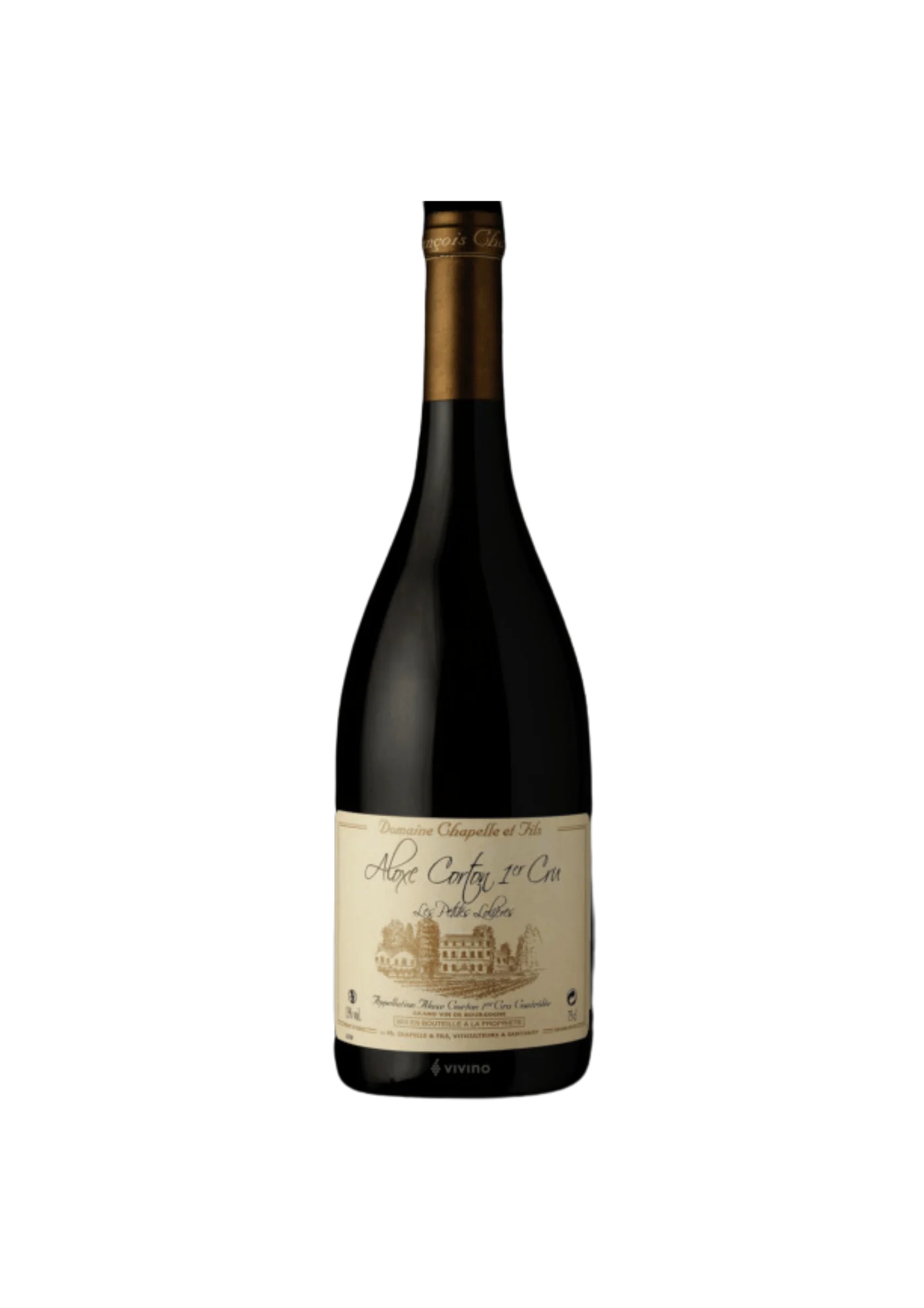 Bouteille d’Aloxe Corton 1er Cru, Domaine Chapelle, Les Petites Lolières, vin rouge