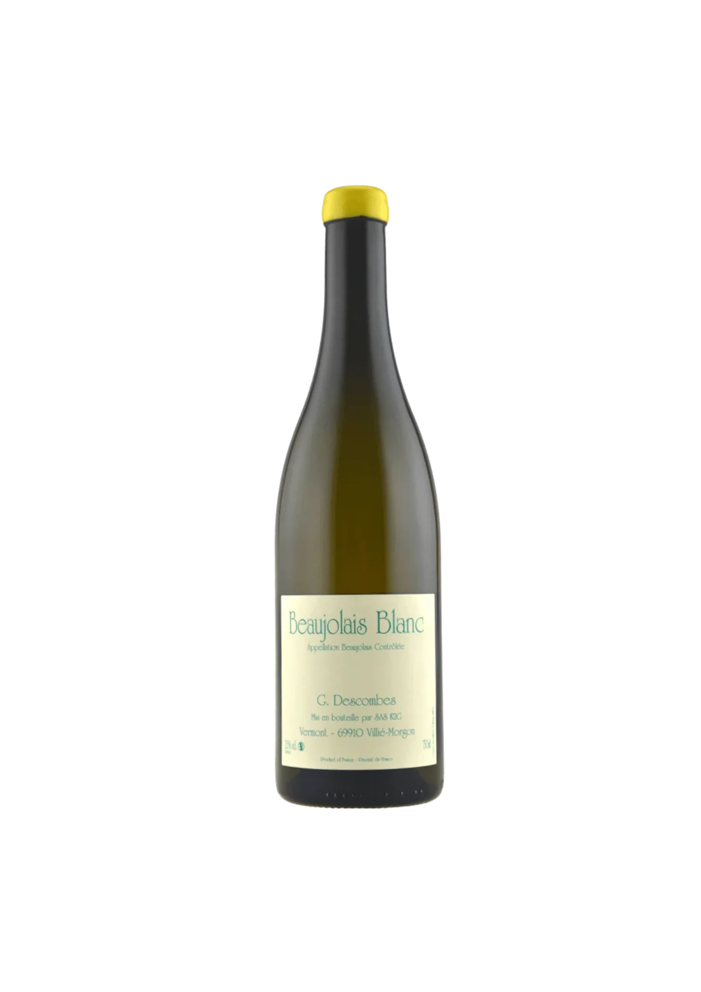 Bottle of Beaujolais, Georges Descombes, white wine