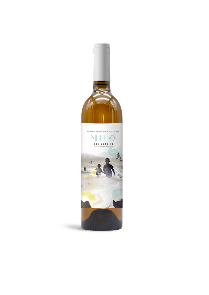 Bouteille de Corbières, Domaine Sainte Marie des Crozes, Milo, vin blanc