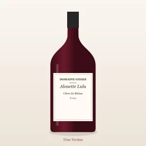 Bouteille de Côtes du Rhône, Domaine Ginies, Alouette Lulu, vin rouge