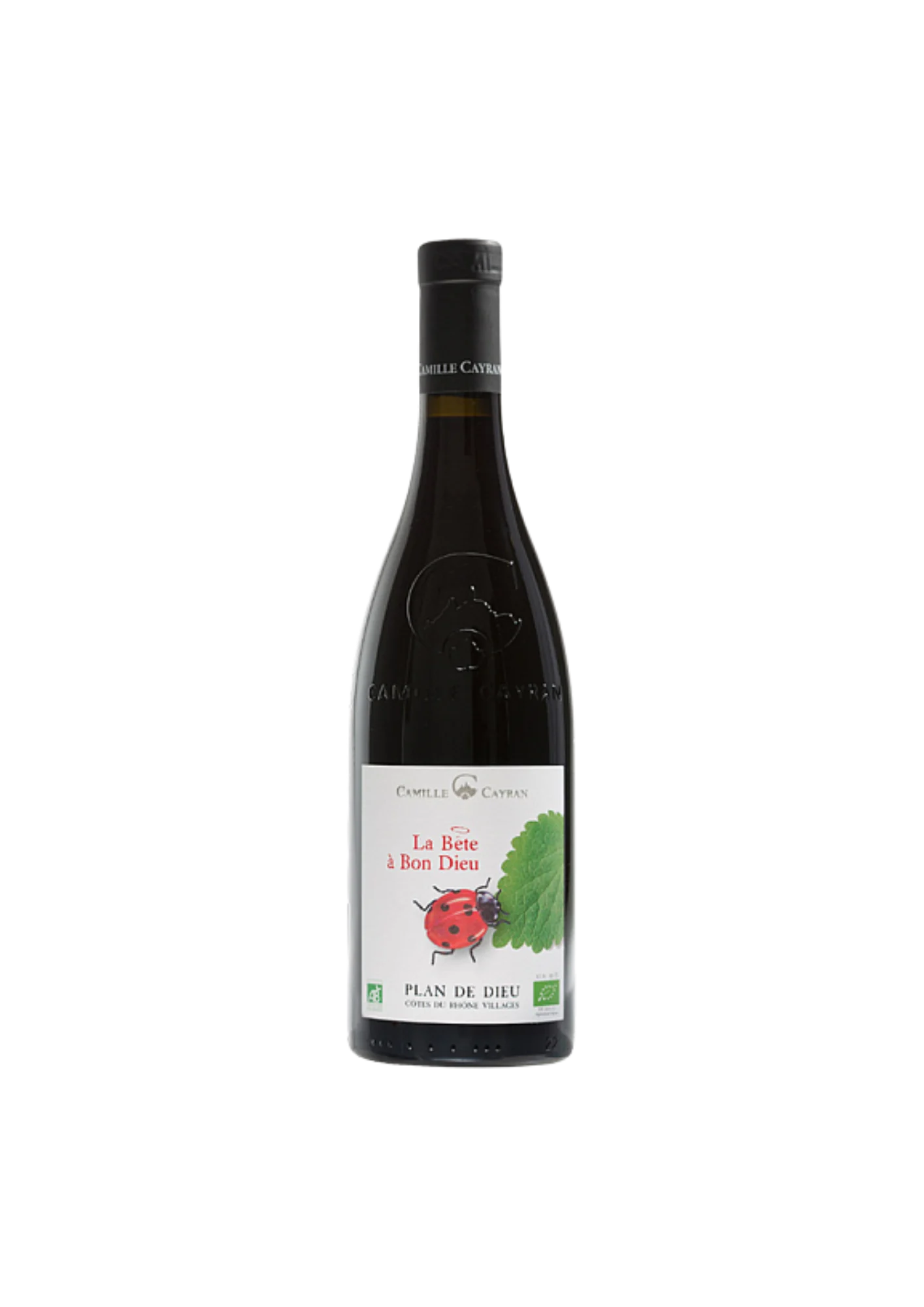 Bottle of Côtes du Rhône Villages Plan de Dieu, Camille Cayran, La Bête à Bon Dieu, red wine