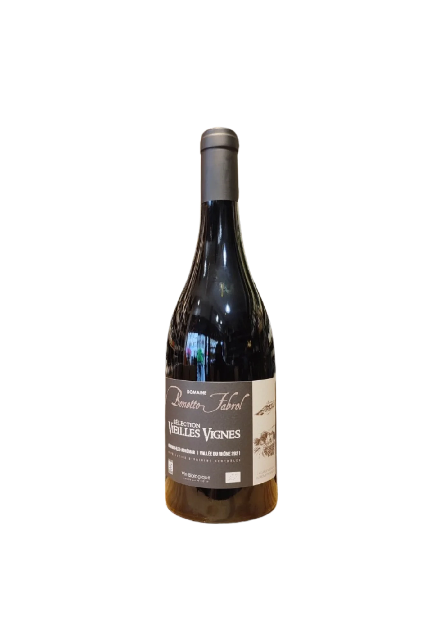 Flasche Grignan les Adhémar, Domaine Bonetto Fabrol, Vieilles Vignes, Rotwein