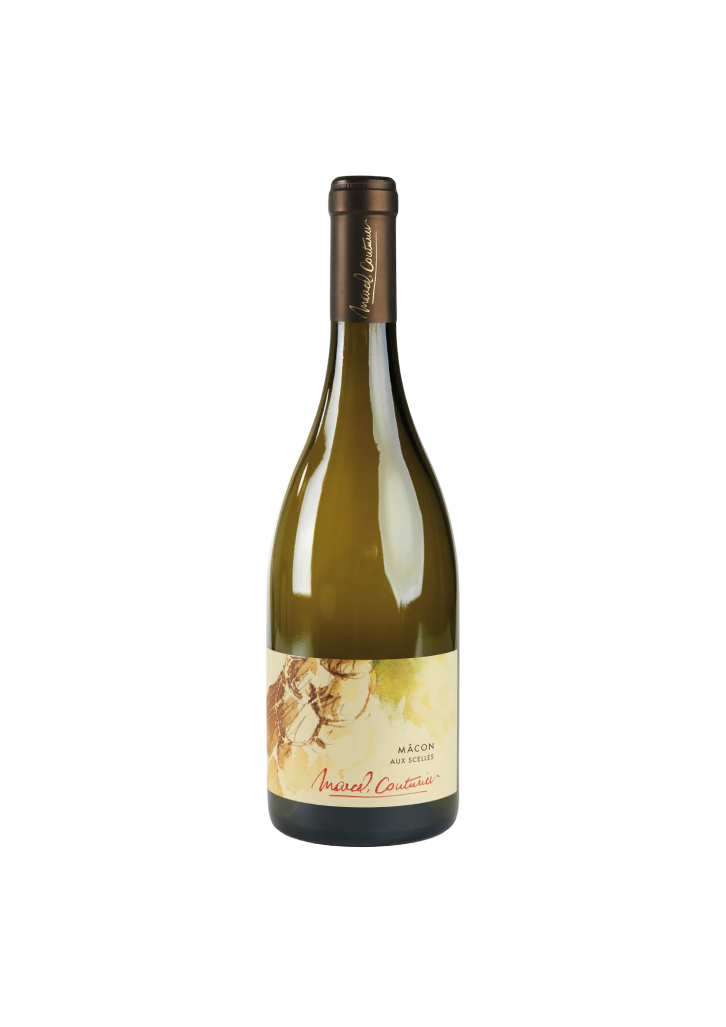Botella de Mâcon, Domaine Marcel Couturier, Aux Scellés, vino blanco