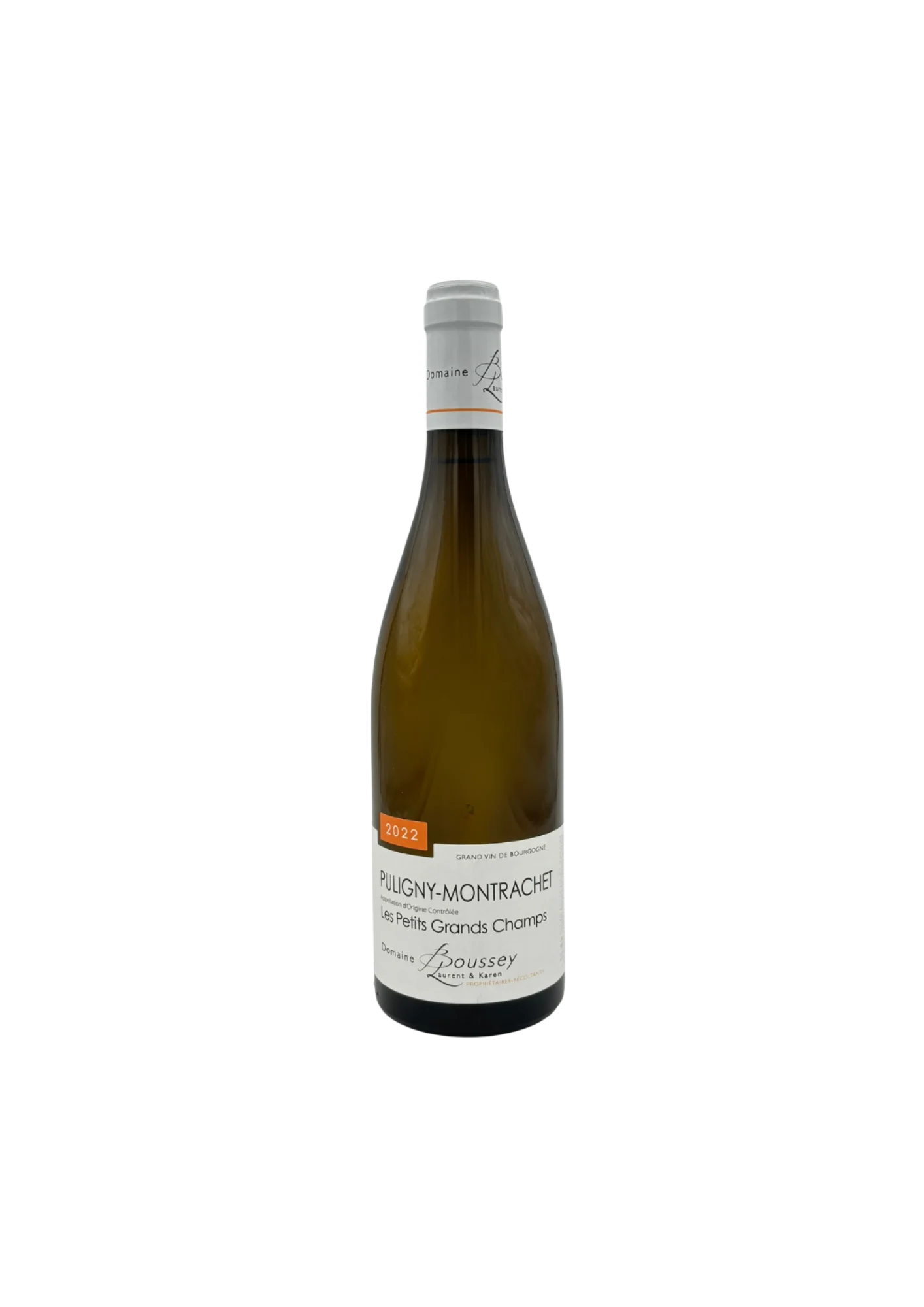 Flasche Puligny Montrachet, Domaine Boussey, Les Petits Grands Champs, Weißwein