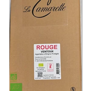 Cubis 5 litres de Ventoux AOP, Domaine de la Camarette, vin rouge bio
