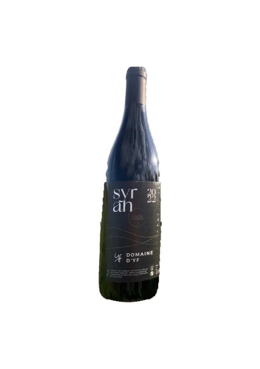 Bouteille de Vin de France, Domaine d’YF, Syrah, vin rouge